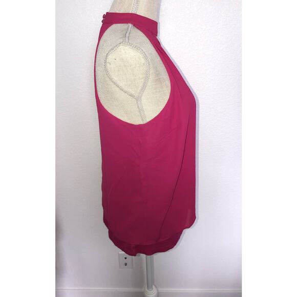 Bar III Fuscia Chocker Neck Keyhole Vented Blouse - S - Picture 3 of 5